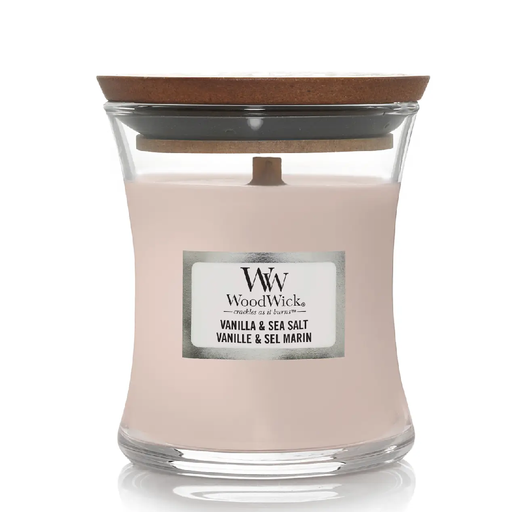 Woodwick Mini Vanilla & Sea Salt 85 г - Ароматична свічка з ароматом ванілі та нотами морської солі 